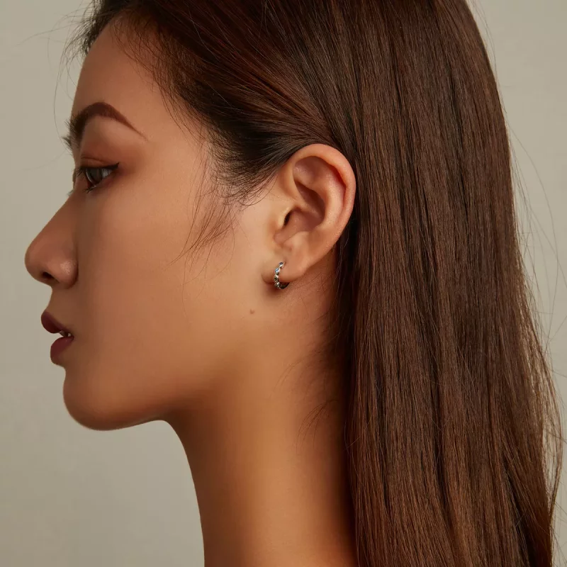 (imagen para) Aretes de aro estilo Pandora con ojo de diablo - SCE1358 - Ver 5