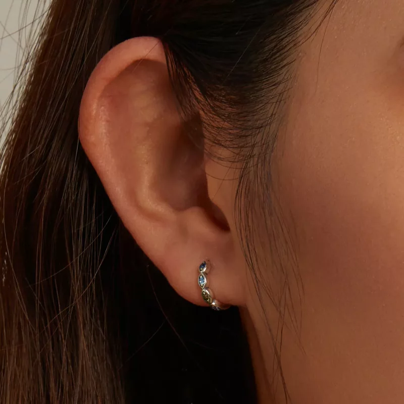 (imagen para) Aretes de aro estilo Pandora con ojo de diablo - SCE1358 - Ver 6
