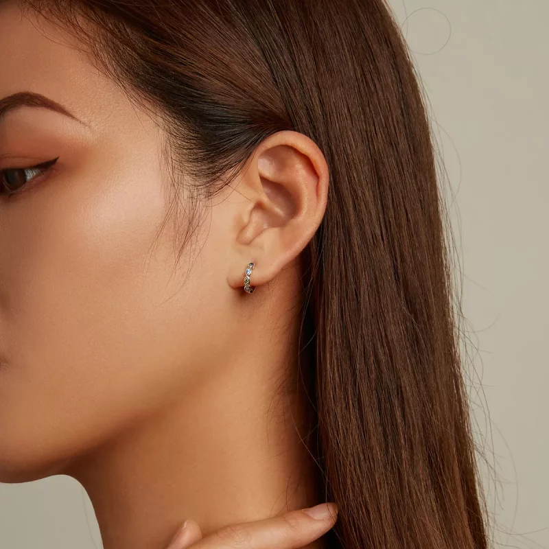 (imagen para) Aretes de aro estilo Pandora con ojo de diablo - SCE1358 - Ver 8
