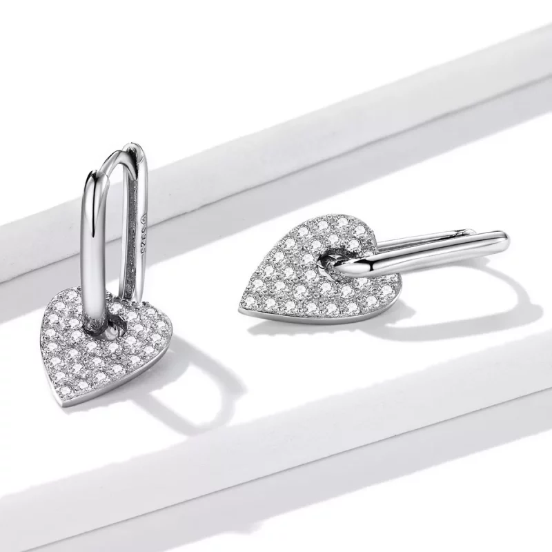 (imagen para) Aretes de aro estilo Pandora para fiestas de amor - BSE569 - Ver 3