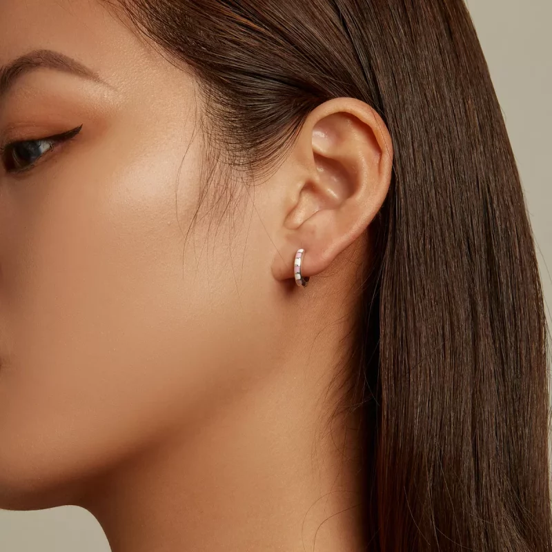 (imagen para) Aretes de aro Pandora Style Simple Grid - SCE1372 - Ver 5