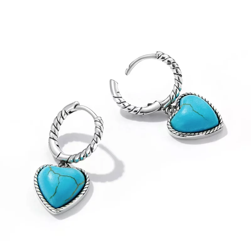 (imagen para) Aretes de Aro Turquesa con Estilo Pandora Love - BSE589 - Ver 4