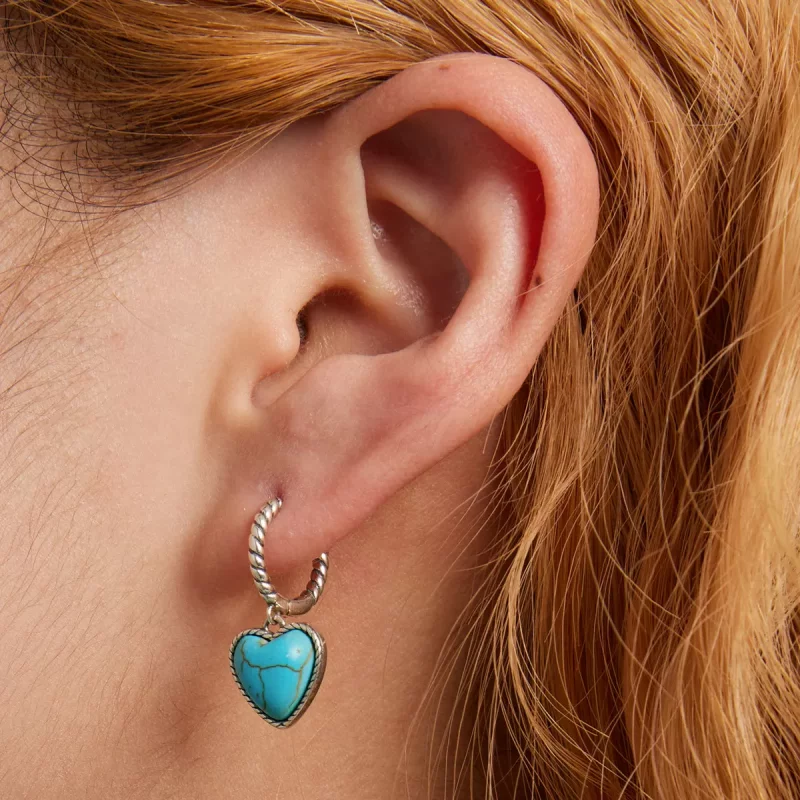 (imagen para) Aretes de Aro Turquesa con Estilo Pandora Love - BSE589 - Ver 8
