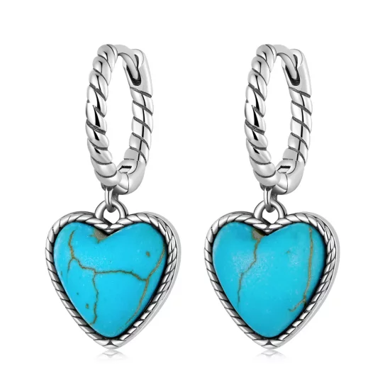 (imagen para) Aretes de Aro Turquesa con Estilo Pandora Love - BSE589
