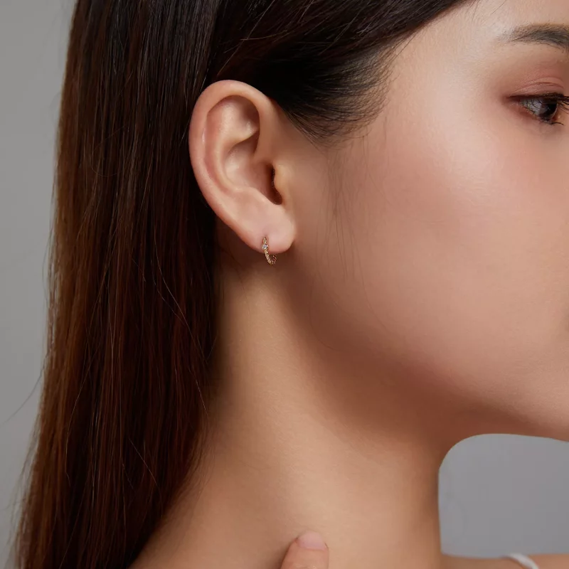 (imagen para) Aretes de estilo Pandora con aro francés - SCE1255 - Ver 7
