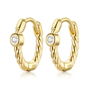 Aretes de estilo Pandora con aro francés - SCE1255 (imagen para) Aretes de estilo Pandora con aro francés - SCE1255