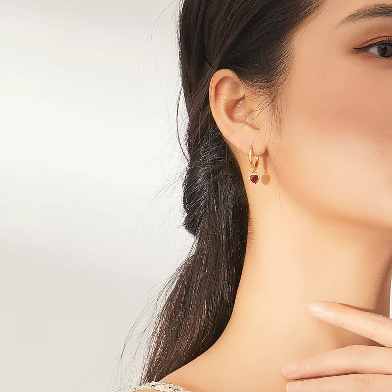(imagen para) Aretes en forma de corazón y rinoceronte estilo Pandora - BSE369-R - Ver 6