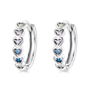 (imagen para) Aretes tipo aro con corazón arcoíris estilo Pandora - SCE1275