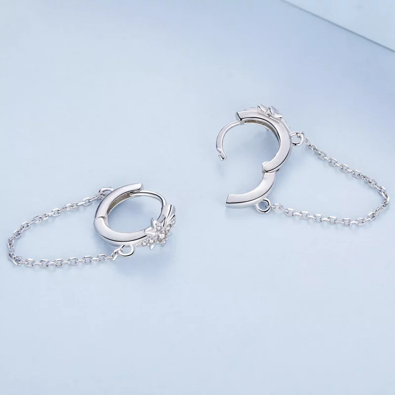 (imagen para) Aretes tipo Pandora con estrellas para hombres - BSE699 - Ver 4