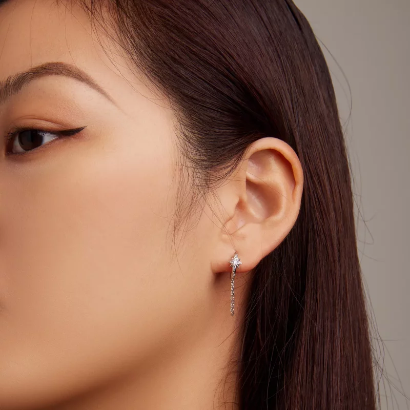 (imagen para) Aretes tipo Pandora con estrellas para hombres - BSE699 - Ver 6