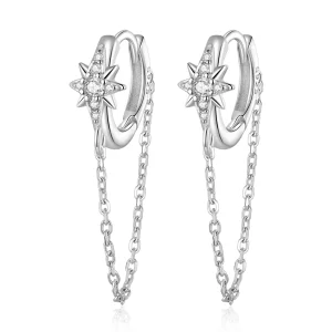 Aretes tipo Pandora con estrellas para hombres - BSE699 (imagen para) Aretes tipo Pandora con estrellas para hombres - BSE699