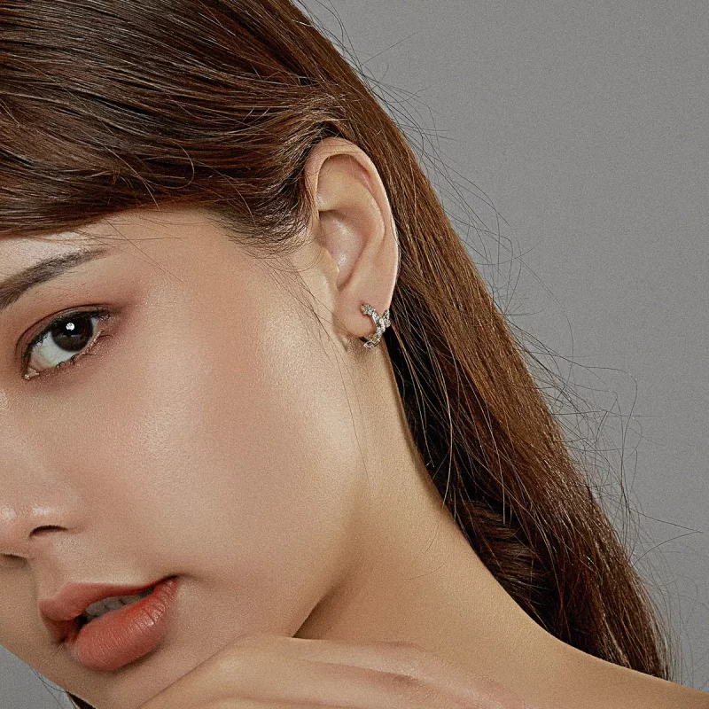 (imagen para) Aretes tipo Pandora con mariposas volando - BSE445 - Ver 7