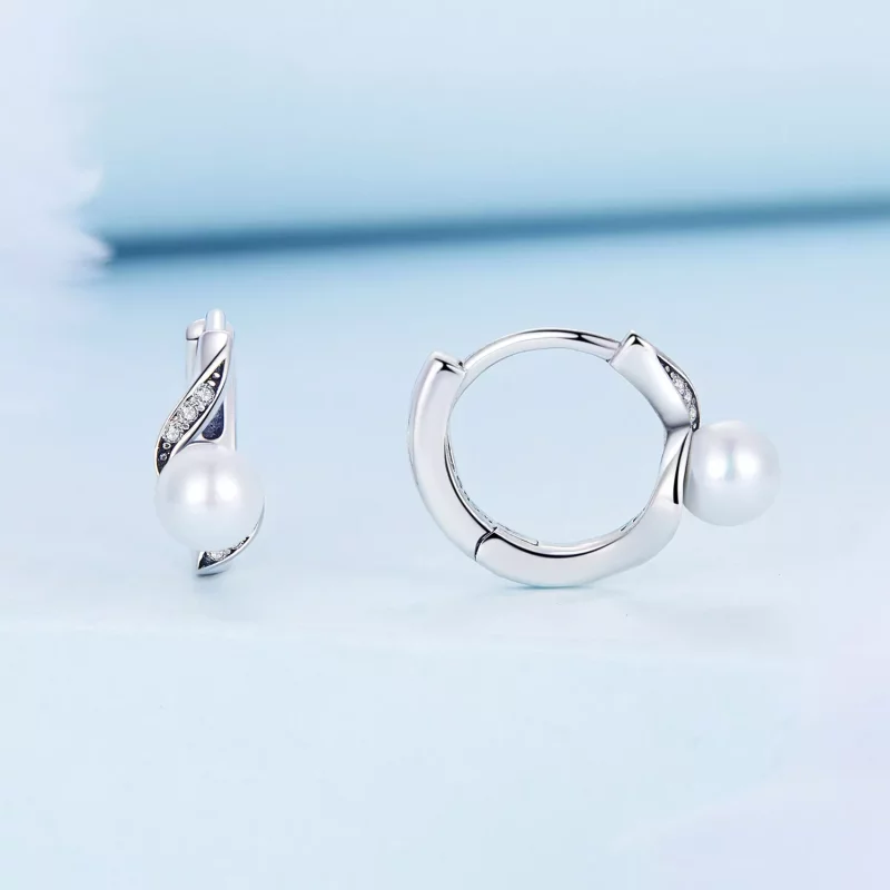 (imagen para) Aros de argolla con cuentas estilo Pandora de conchas - BSE710 - Ver 2