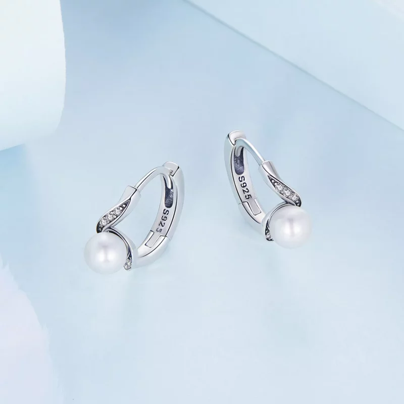 (imagen para) Aros de argolla con cuentas estilo Pandora de conchas - BSE710 - Ver 3