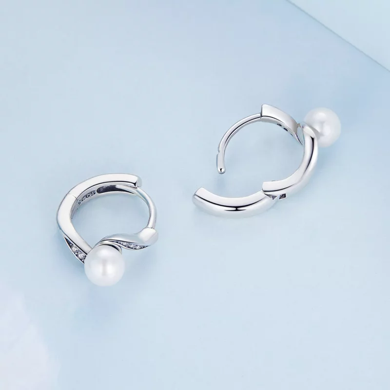 (imagen para) Aros de argolla con cuentas estilo Pandora de conchas - BSE710 - Ver 4