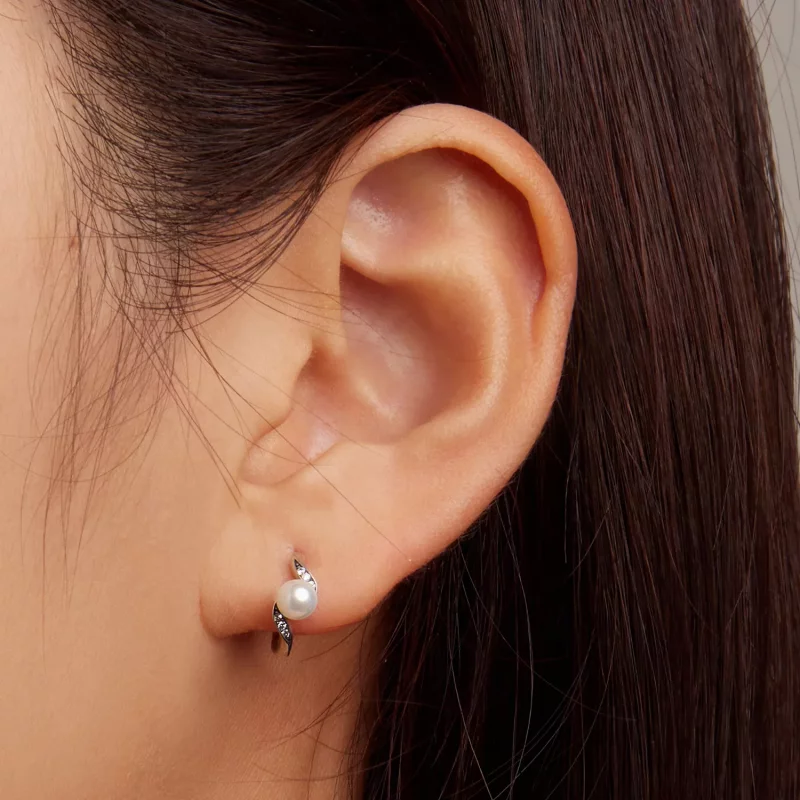 (imagen para) Aros de argolla con cuentas estilo Pandora de conchas - BSE710 - Ver 6