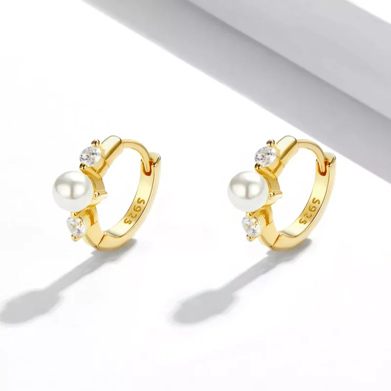 (imagen para) Aros de argolla con cuentas estilo Pandora y circonitas - SCE1254 - Ver 2