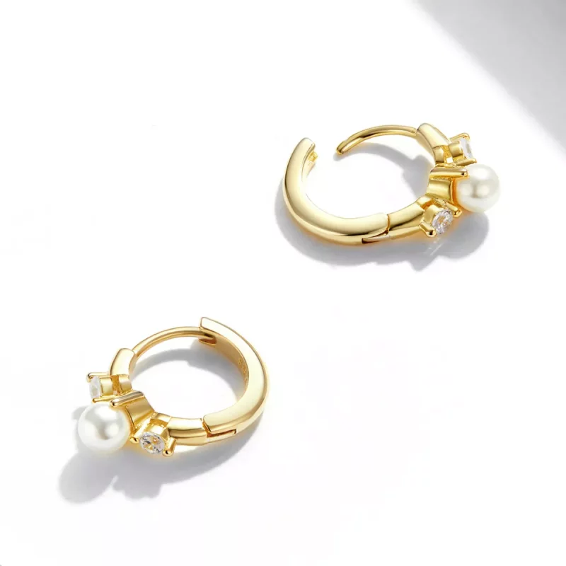 (imagen para) Aros de argolla con cuentas estilo Pandora y circonitas - SCE1254 - Ver 4