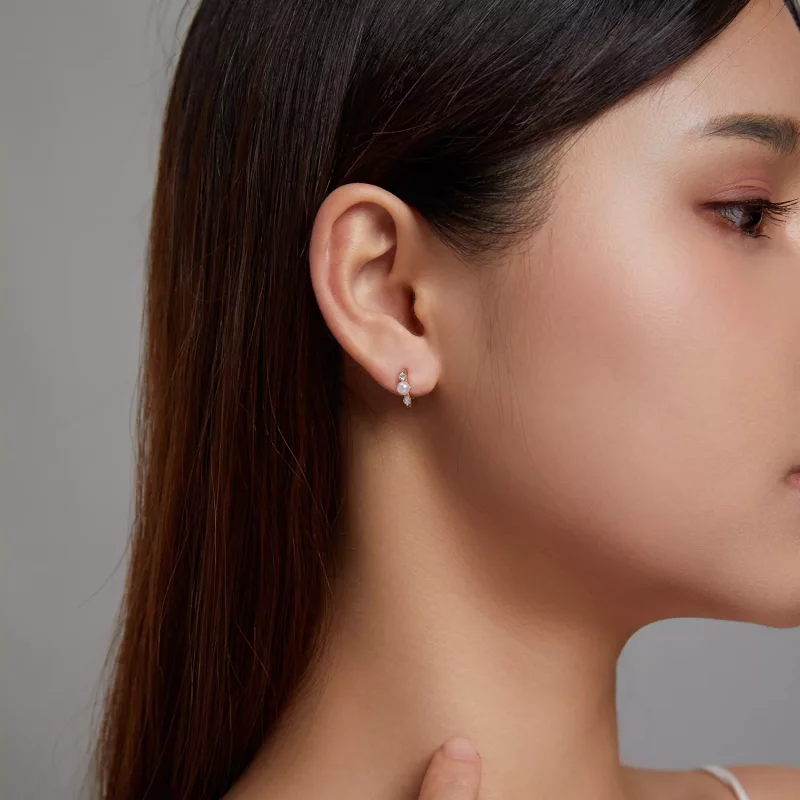 (imagen para) Aros de argolla con cuentas estilo Pandora y circonitas - SCE1254 - Ver 5