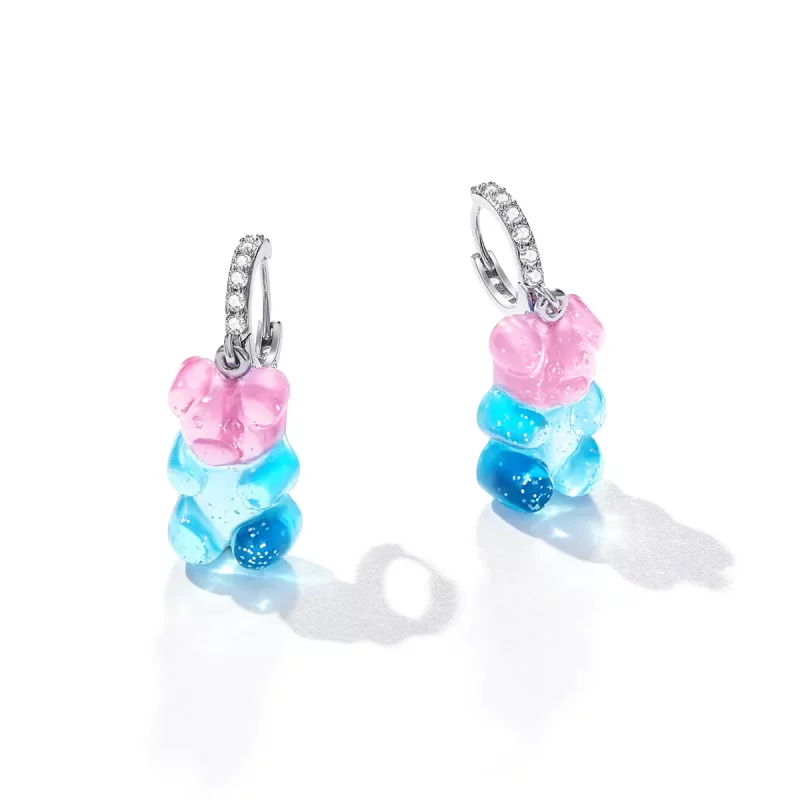(imagen para) Aros de argolla estilo Pandora con osito de dulce - SCE1388 - Ver 2