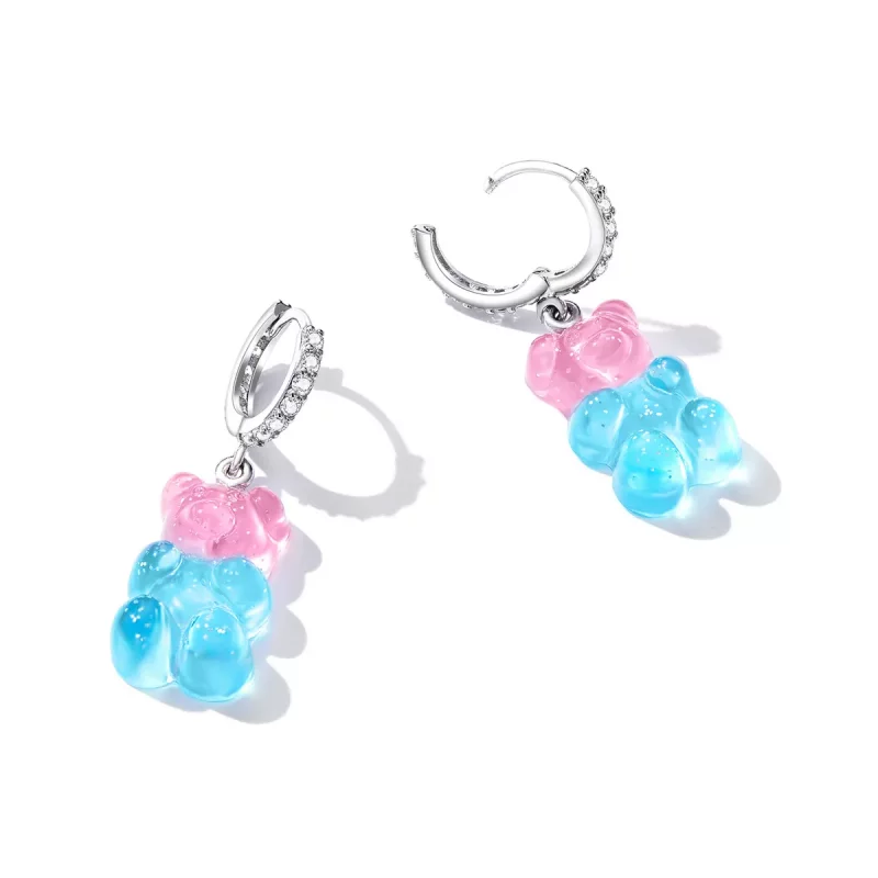 (imagen para) Aros de argolla estilo Pandora con osito de dulce - SCE1388 - Ver 3