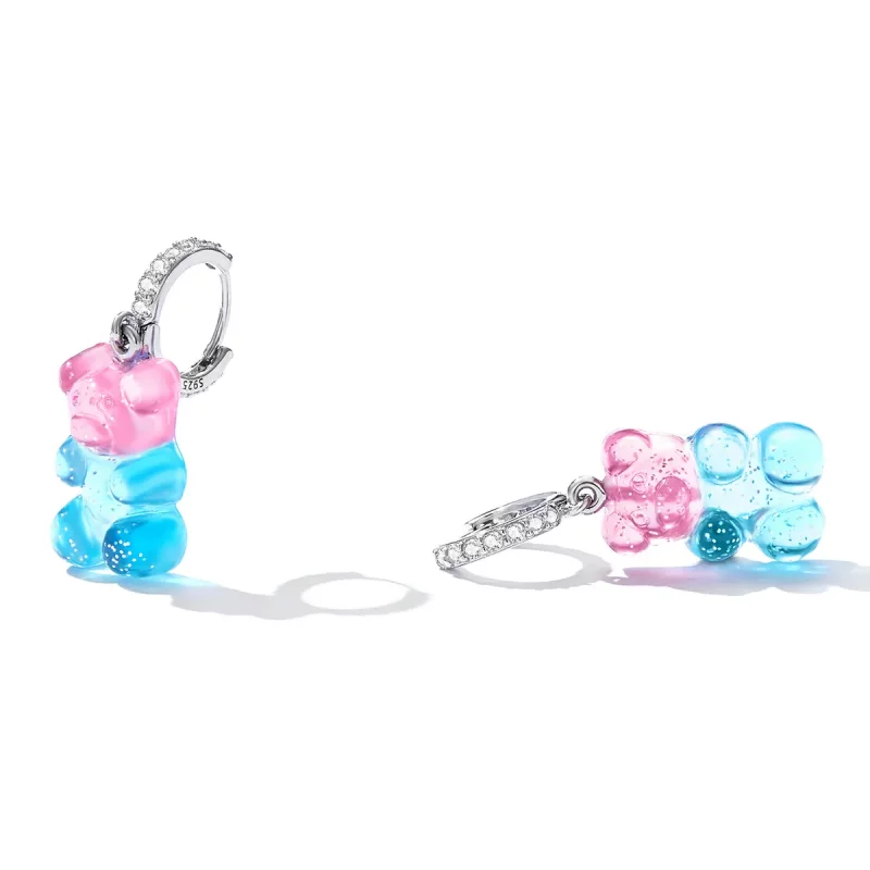 (imagen para) Aros de argolla estilo Pandora con osito de dulce - SCE1388 - Ver 4