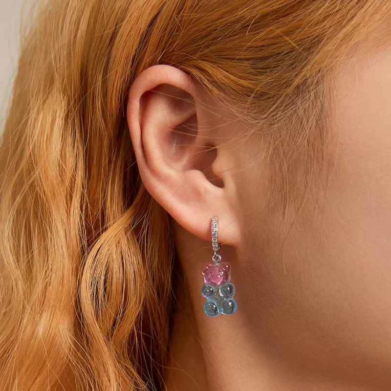 (imagen para) Aros de argolla estilo Pandora con osito de dulce - SCE1388 - Ver 7