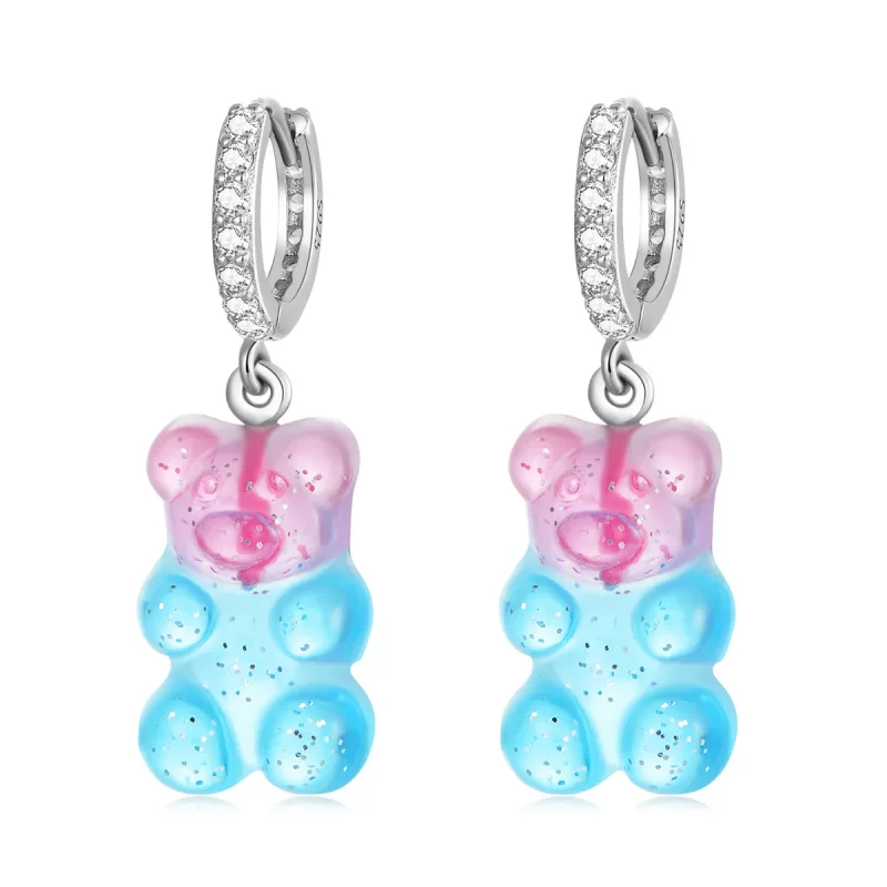 (imagen para) Aros de argolla estilo Pandora con osito de dulce - SCE1388