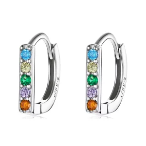 (imagen para) Aros de aro con circonitas coloridas al estilo Pandora - BSE576