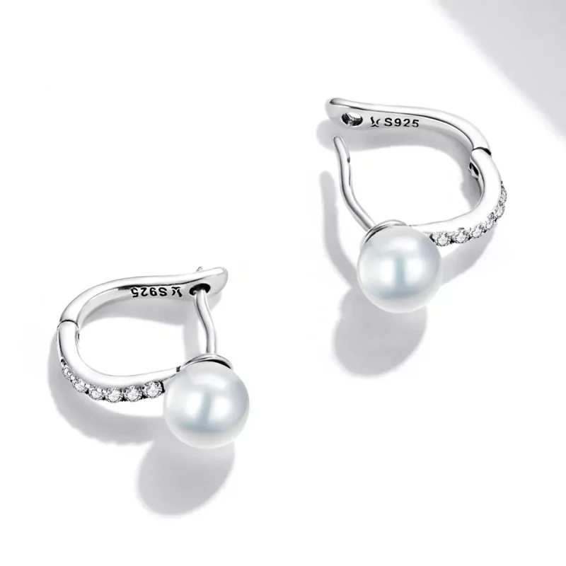 (imagen para) Aros de aro con cuentas de concha estilo Pandora - SCE1288 - Ver 4