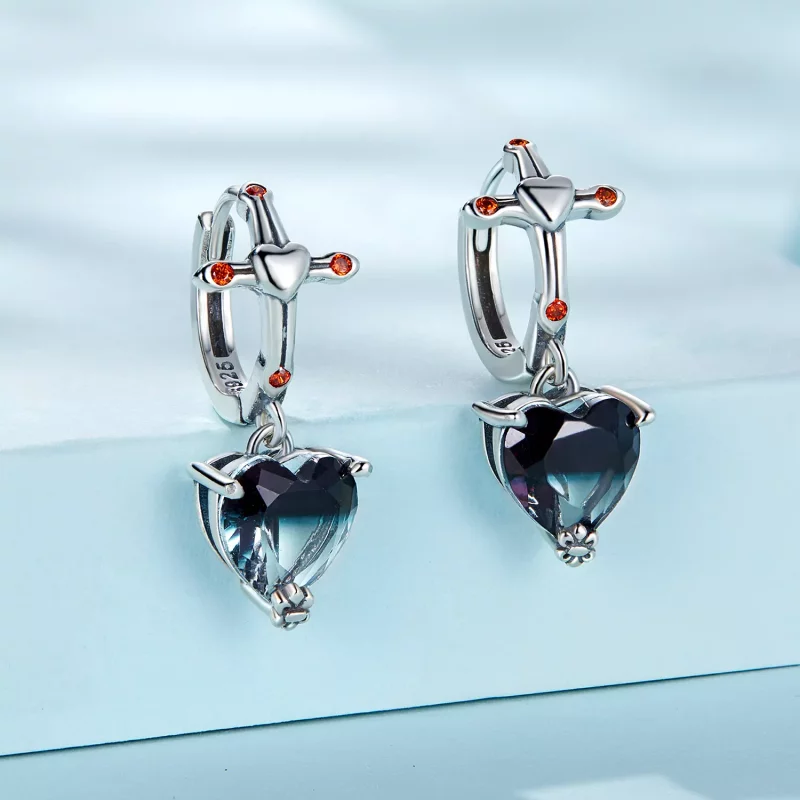 (imagen para) Aros de aro con estilo Pandora con cruz - SCE1518 - Ver 2