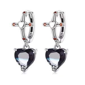 (imagen para) Aros de aro con estilo Pandora con cruz - SCE1518