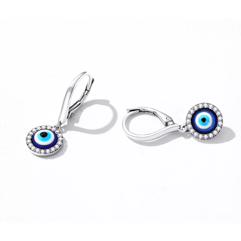 (imagen para) Aros de Aro con Ojo de Diablo de Resina al Estilo Pandora - BSE638 - Ver 2