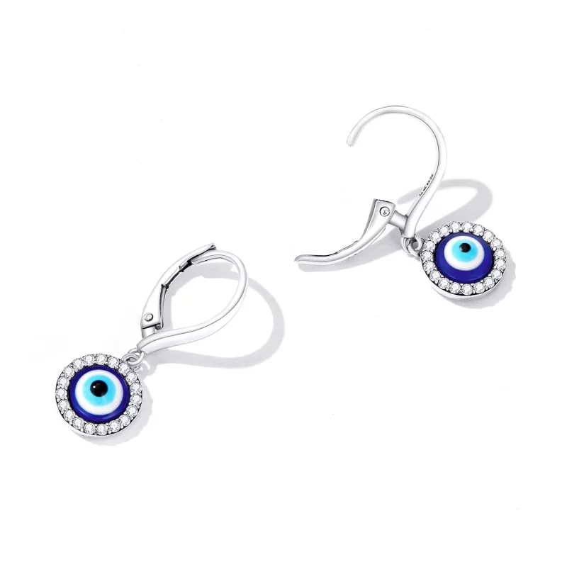 (imagen para) Aros de Aro con Ojo de Diablo de Resina al Estilo Pandora - BSE638 - Ver 3