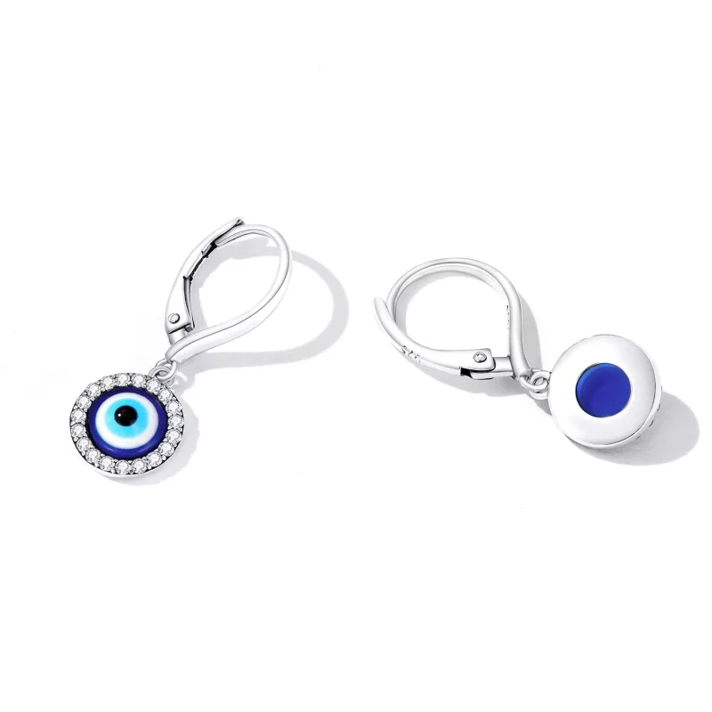 (imagen para) Aros de Aro con Ojo de Diablo de Resina al Estilo Pandora - BSE638 - Ver 4