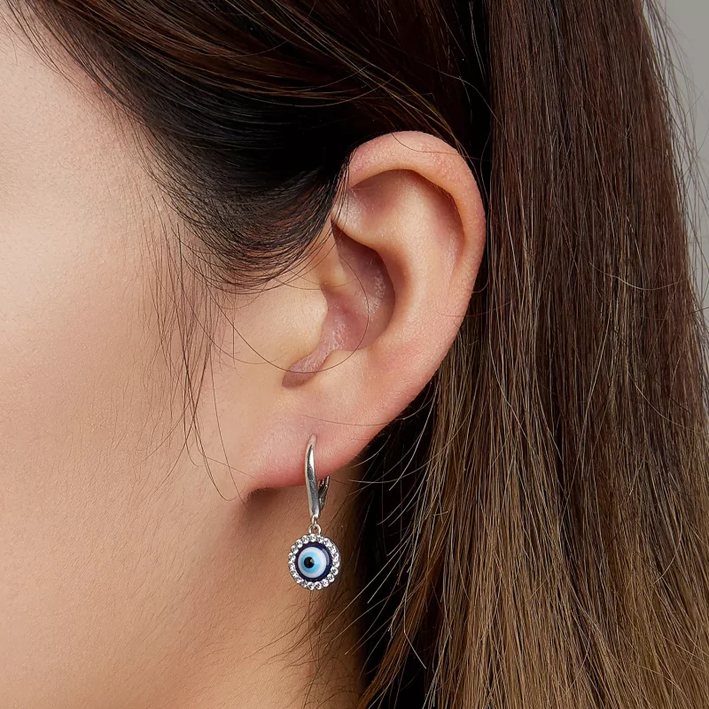 (imagen para) Aros de Aro con Ojo de Diablo de Resina al Estilo Pandora - BSE638 - Ver 5