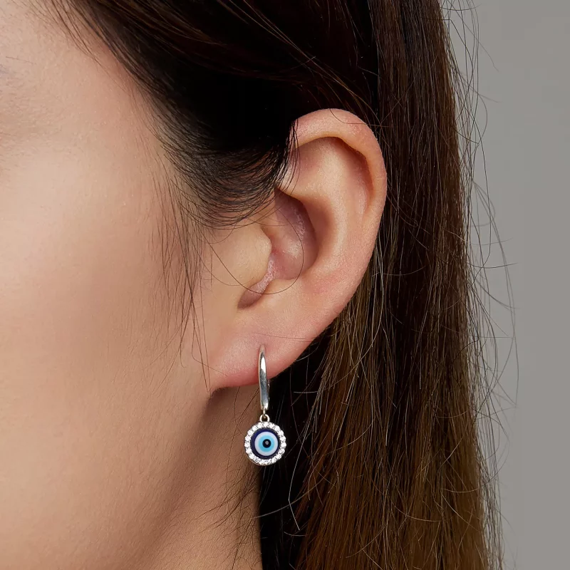 (imagen para) Aros de Aro con Ojo de Diablo de Resina al Estilo Pandora - BSE638 - Ver 6