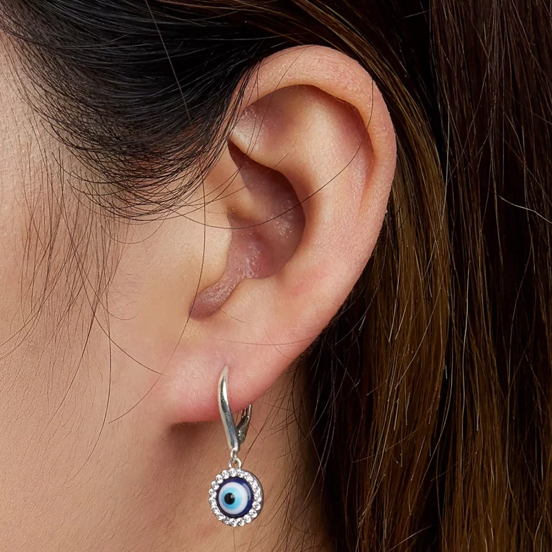 (imagen para) Aros de Aro con Ojo de Diablo de Resina al Estilo Pandora - BSE638 - Ver 7