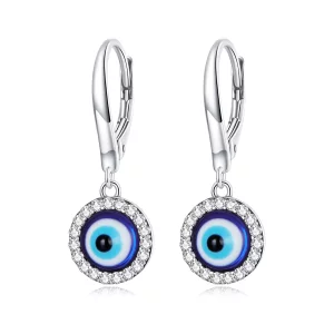 (imagen para) Aros de Aro con Ojo de Diablo de Resina al Estilo Pandora - BSE638