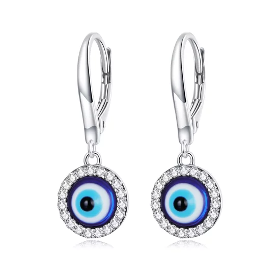 (imagen para) Aros de Aro con Ojo de Diablo de Resina al Estilo Pandora - BSE638