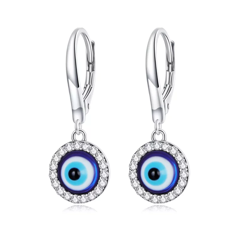 (imagen para) Aros de Aro con Ojo de Diablo de Resina al Estilo Pandora - BSE638