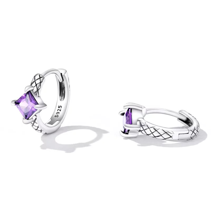 (imagen para) Aros de aro con patrón de serpiente estilo Pandora y circonitas - SCE1417 - Ver 2