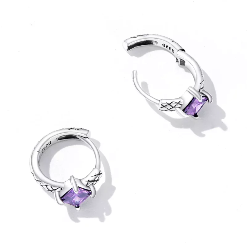 (imagen para) Aros de aro con patrón de serpiente estilo Pandora y circonitas - SCE1417 - Ver 3