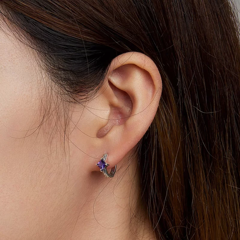 (imagen para) Aros de aro con patrón de serpiente estilo Pandora y circonitas - SCE1417 - Ver 5