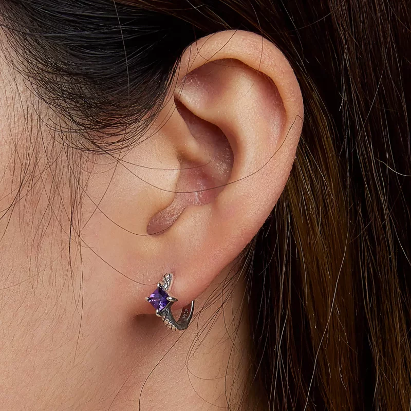 (imagen para) Aros de aro con patrón de serpiente estilo Pandora y circonitas - SCE1417 - Ver 7