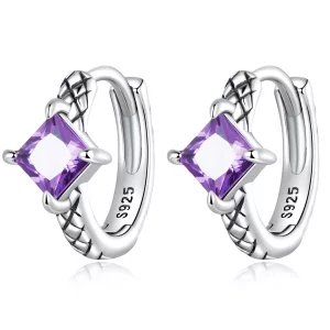 (imagen para) Aros de aro con patrón de serpiente estilo Pandora y circonitas - SCE1417