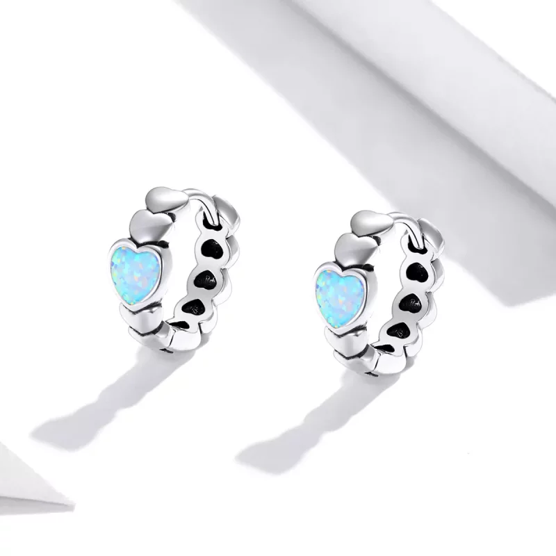 (imagen para) Aros de aro estilo Pandora con amor arcoíris - SCE1137 - Ver 4