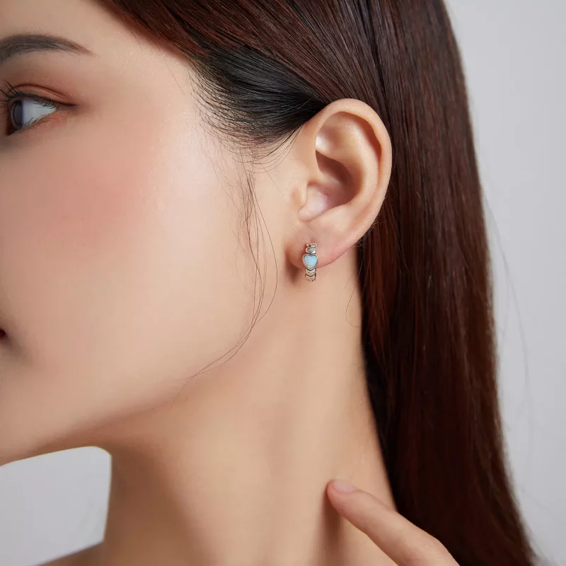 (imagen para) Aros de aro estilo Pandora con amor arcoíris - SCE1137 - Ver 5