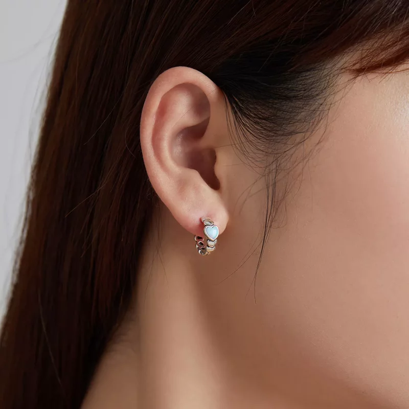 (imagen para) Aros de aro estilo Pandora con amor arcoíris - SCE1137 - Ver 7