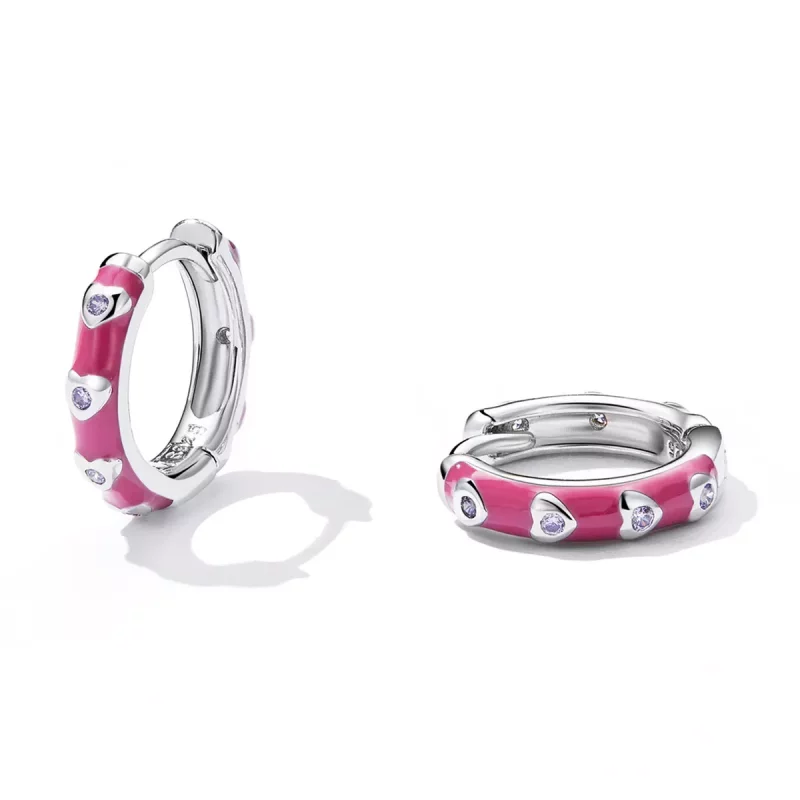 (imagen para) Aros de aro estilo Pandora con diseño de amor sencillo - BSE595 - Ver 2